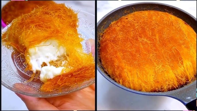 طريقة عمل كنافة طاسة بالكريمة بخطوات سهلة وسريعة